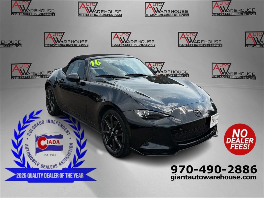 Black 2016 Mazda MX-5 Miata Convertible Rear-Wheel Drive 6-Speed Manual