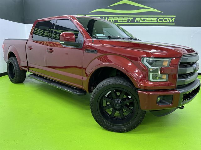 Red 2015 Ford F-150 Lariat SuperCrew 4WD Pickup Truck Four-Wheel Drive Automatic