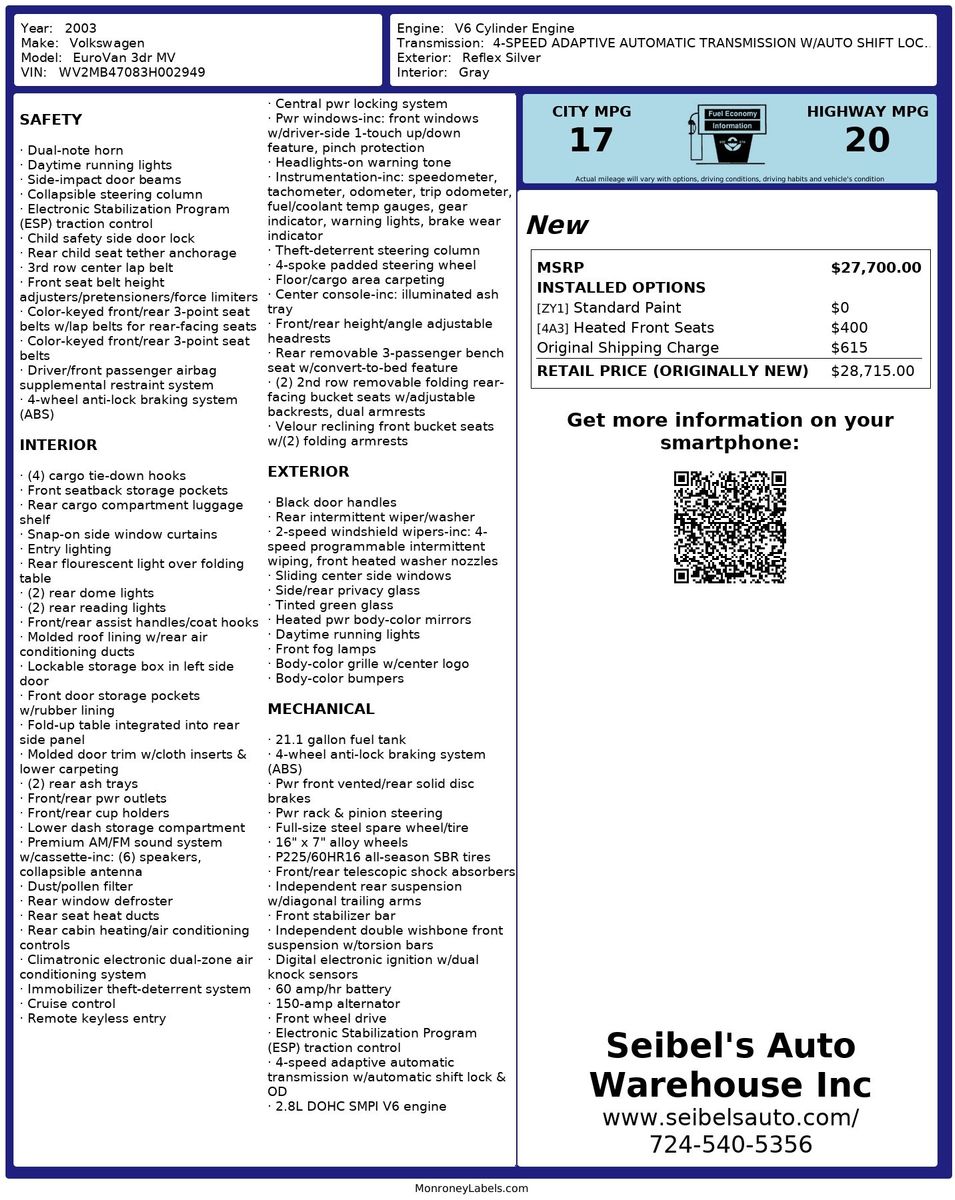 2003 Volkswagen EuroVan 244