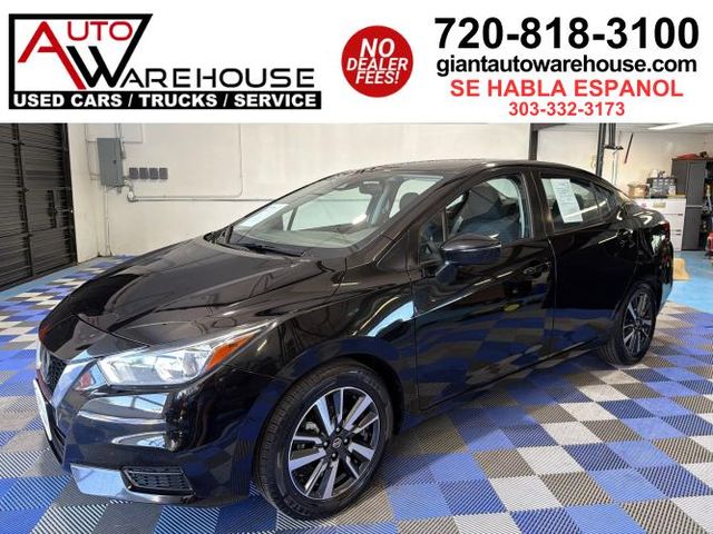 Black 2021 Nissan Versa Sedan Front-Wheel Drive Continuously Variable Transmission