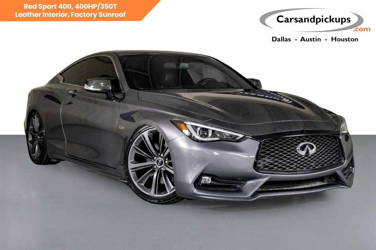 Gray 2018 INFINITI Q60 Red Sport 400 Coupe RWD Coupe Rear-Wheel Drive 7-Speed Automatic