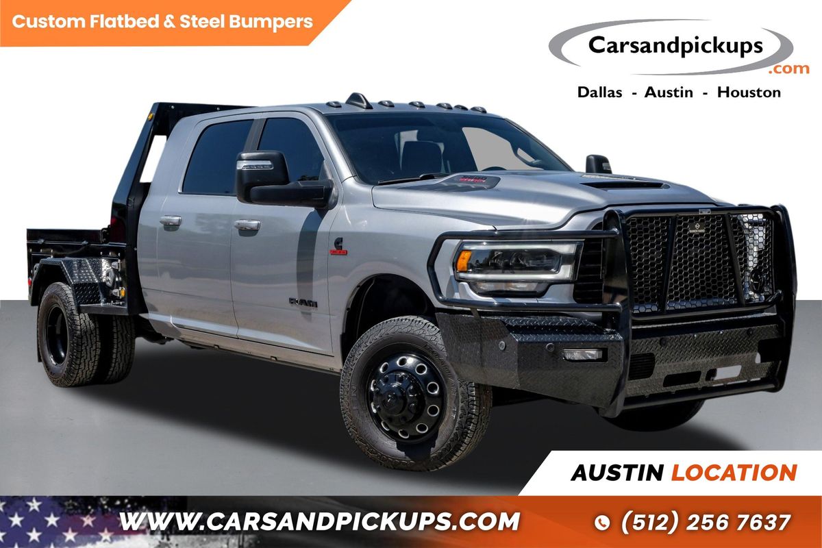 Silver 2024 RAM 3500 Laramie Mega Cab DRW 4WD Pickup Truck Four-Wheel Drive 6-Speed Automatic