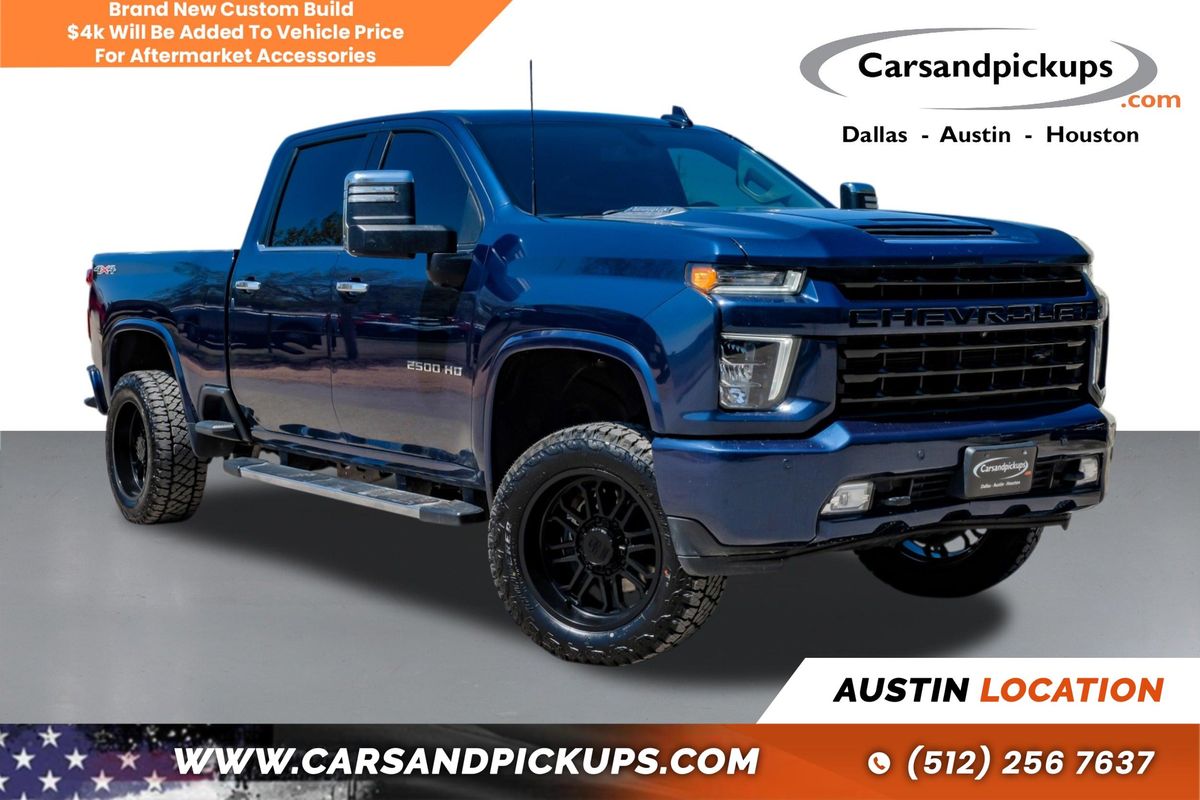 Blue 2022 Chevrolet Silverado 2500HD LTZ Crew Cab 4WD Pickup Truck Four-Wheel Drive Automatic