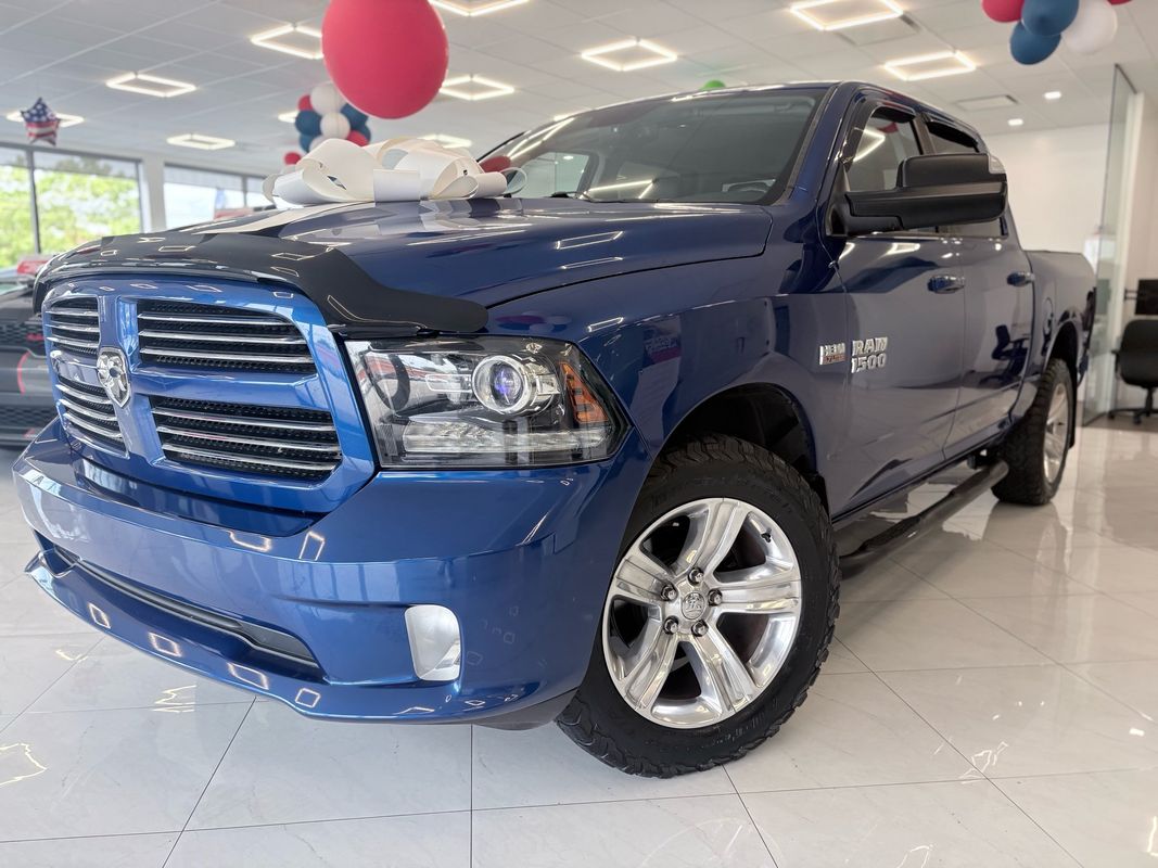 Blue 2017 RAM 1500 Pickup Truck Four-Wheel Drive 8-Speed Automatic