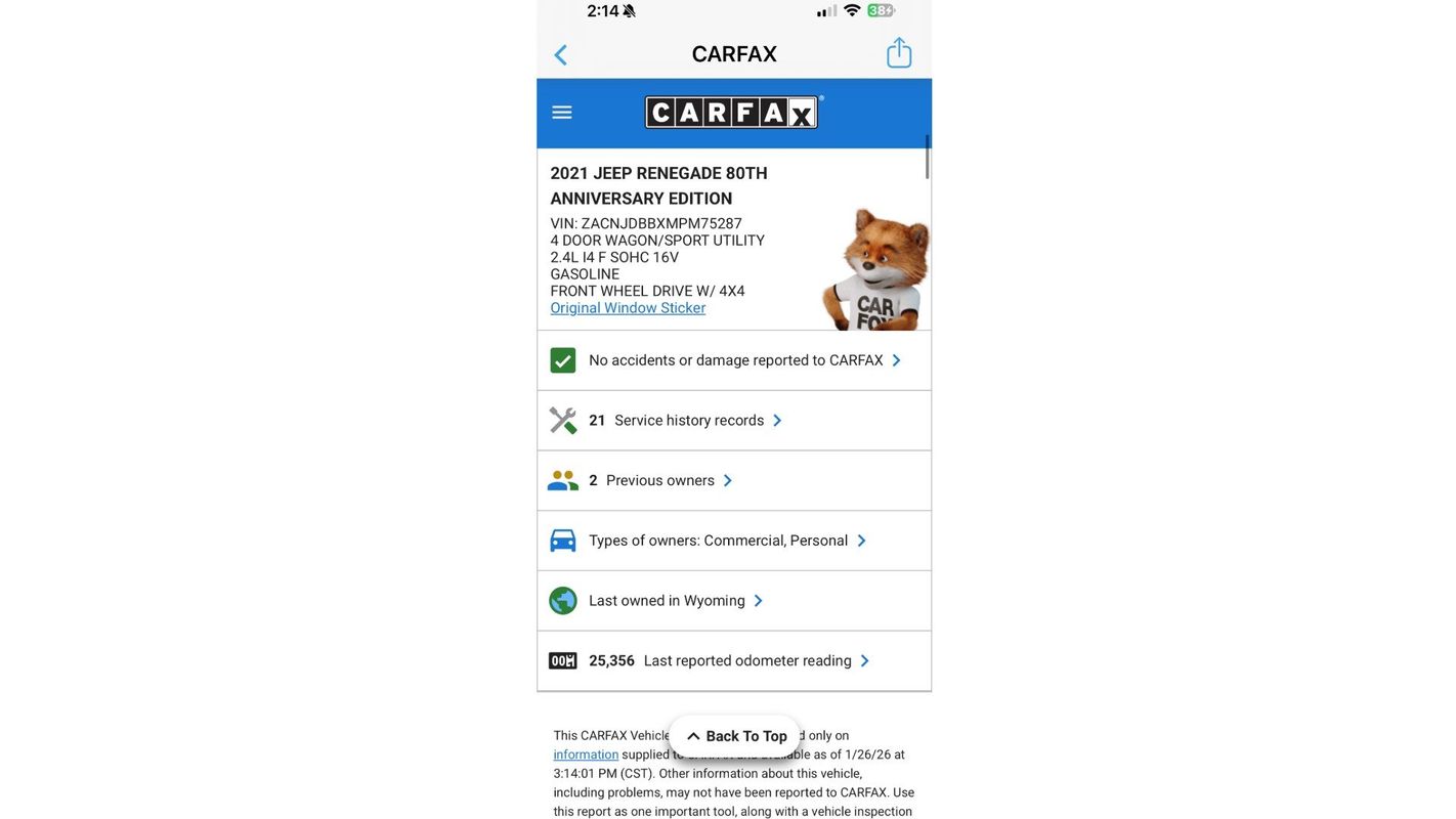 2021 Jeep Renegade 80TH Edition