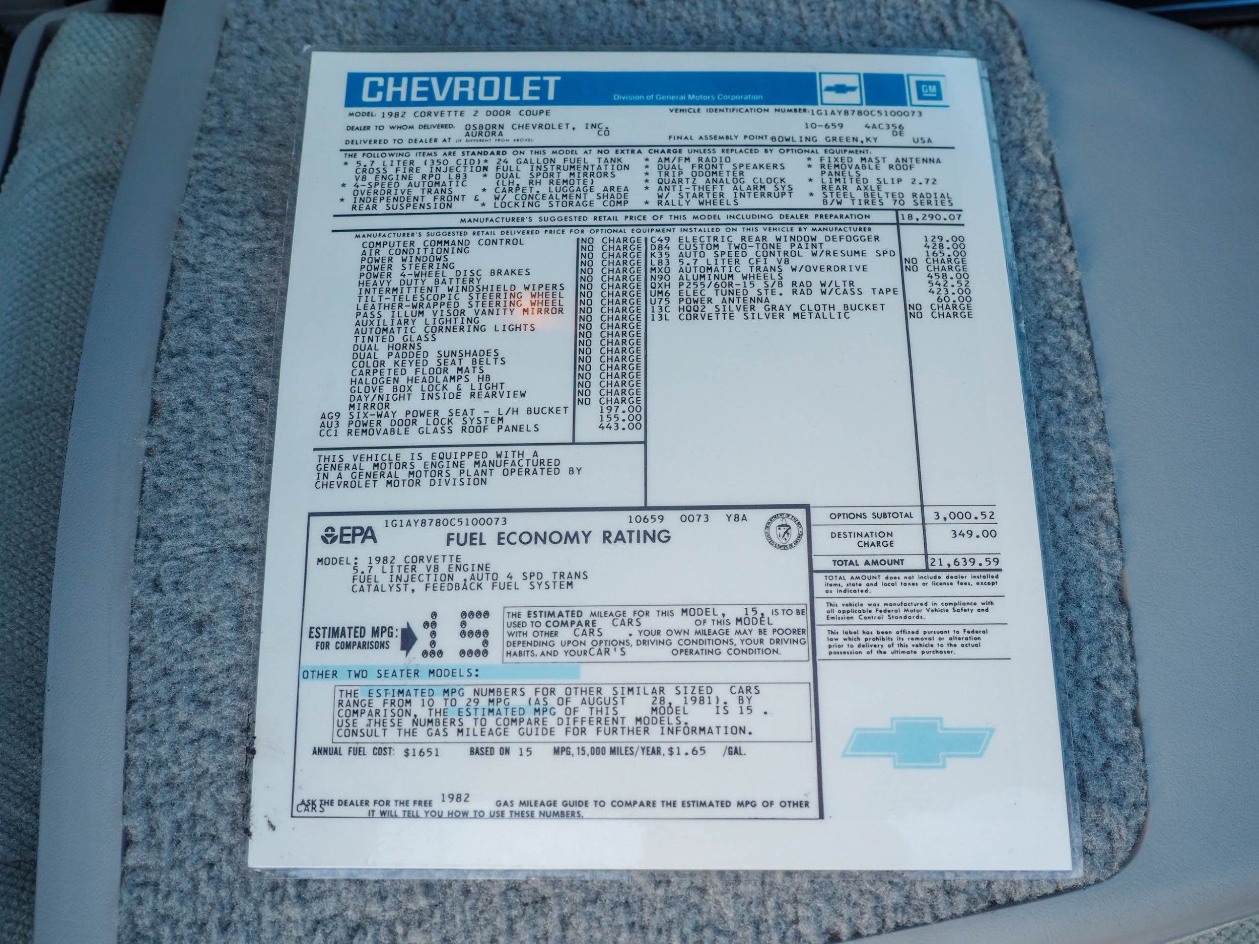 1982 Chevrolet Corvette Silver 