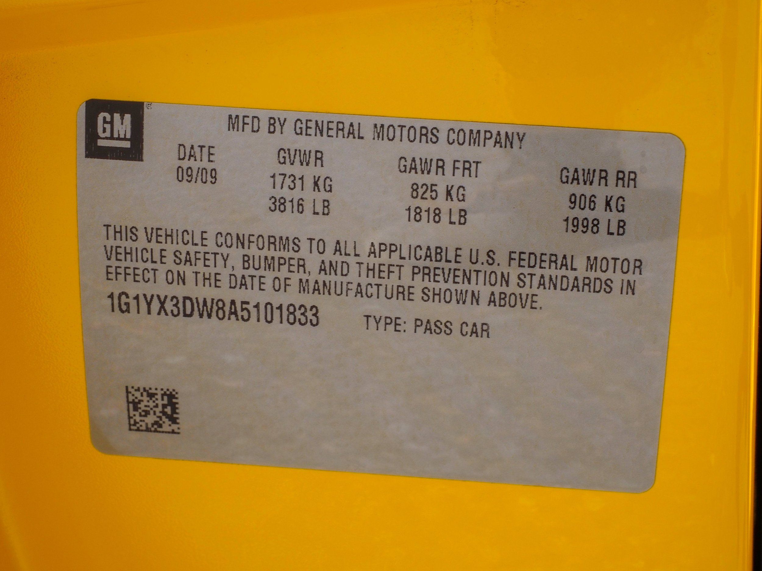 2010 Chevrolet Corvette Yellow Grand Sport