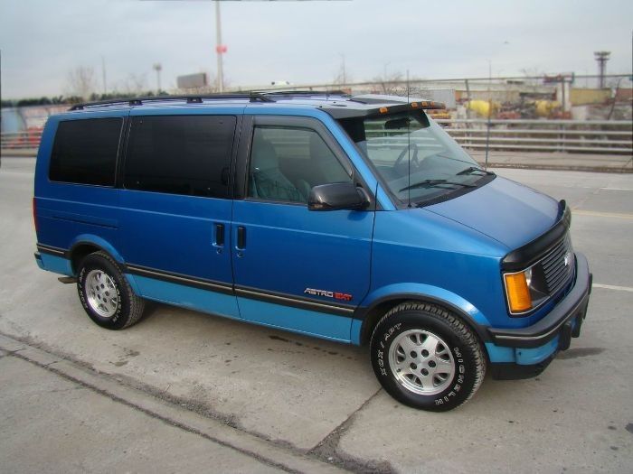 Blue chevy astro store van