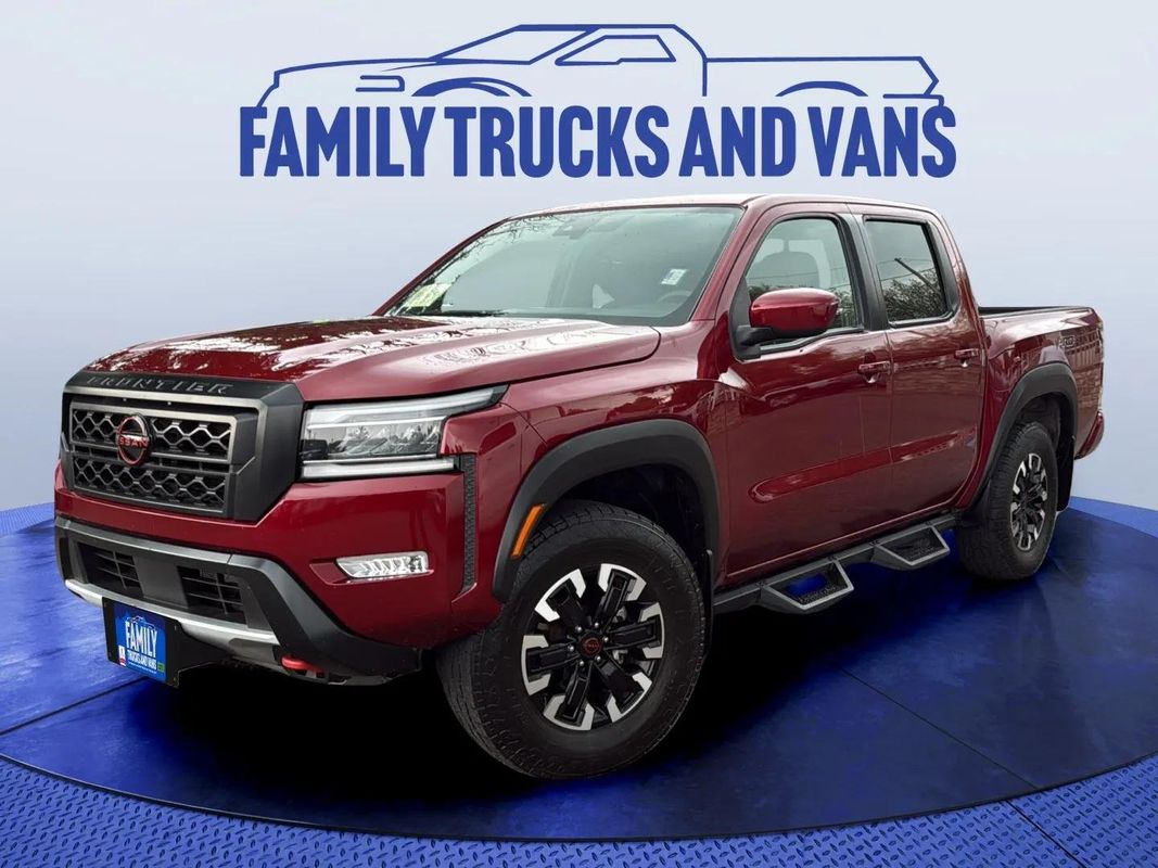 Red 2023 Nissan Frontier Pickup Truck Four-Wheel Drive 9-Speed Automatic