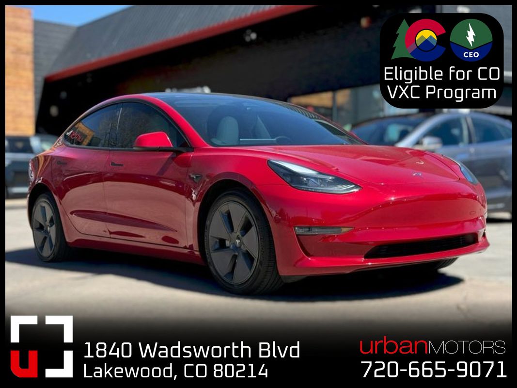 Red 2023 Tesla Model 3 RWD Sedan Rear-Wheel Drive Automatic