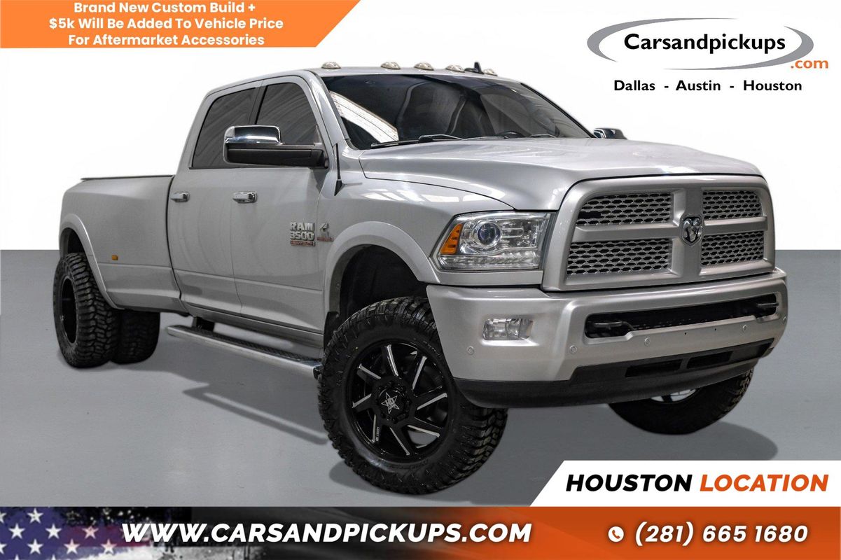 Silver 2016 RAM 3500 Laramie Crew Cab LB DRW 4WD Pickup Truck Four-Wheel Drive 6-Speed Automatic