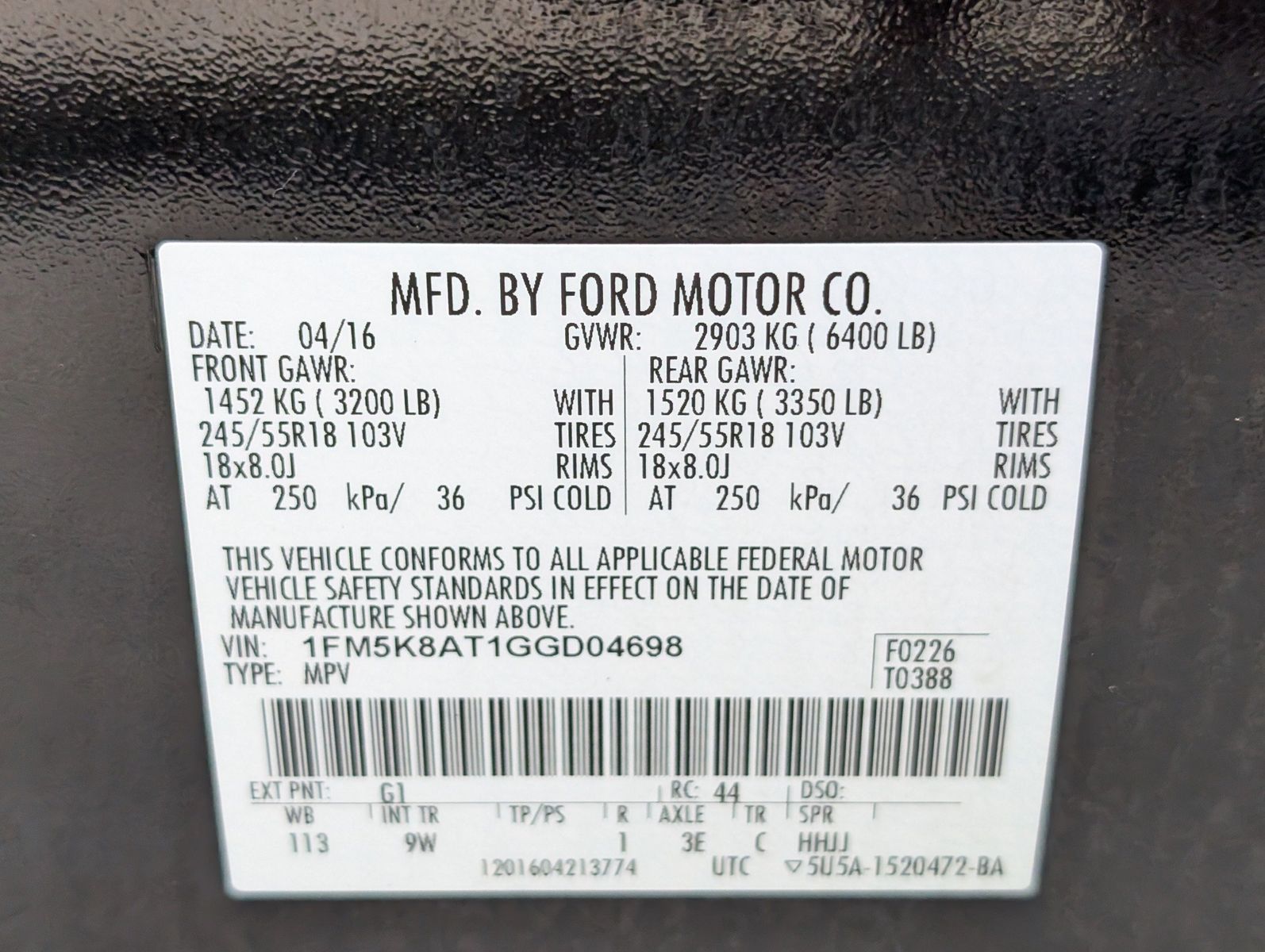 2016 Ford Utility Police Inter 35