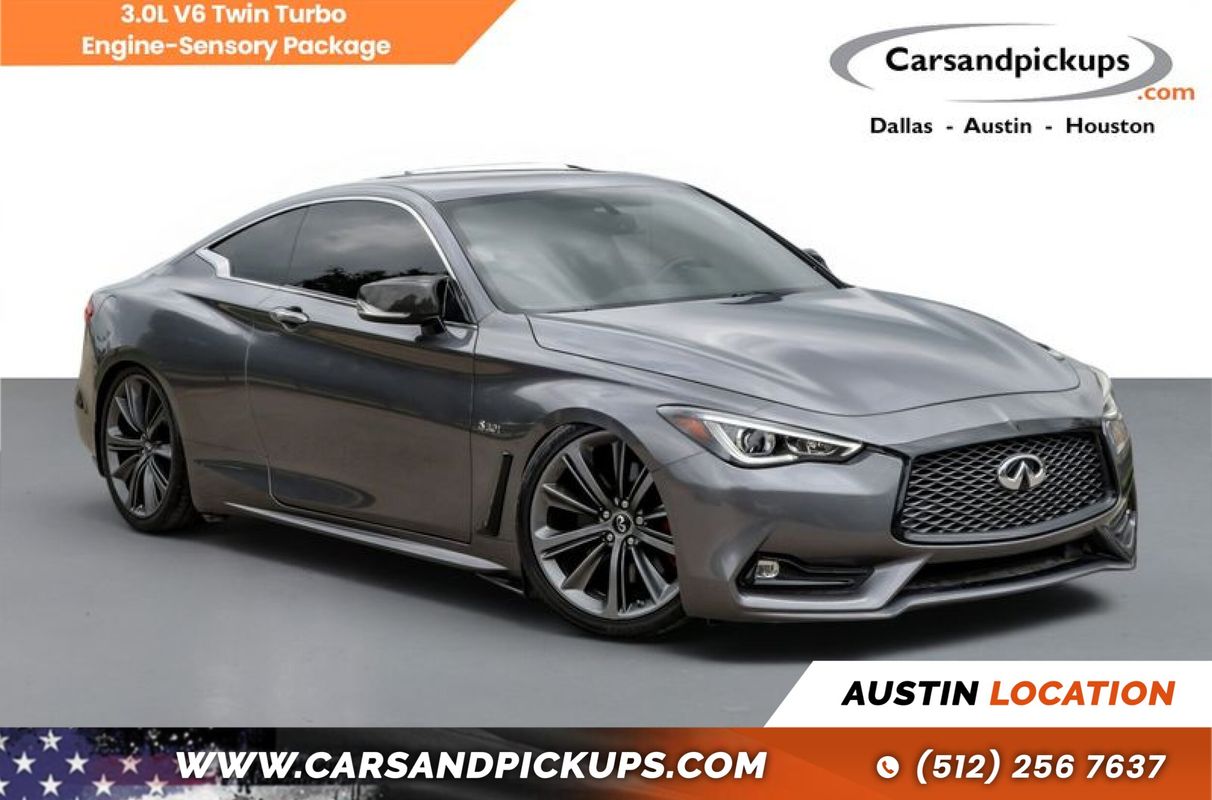 Gray 2018 INFINITI Q60 Coupe Rear-Wheel Drive 7-Speed Automatic
