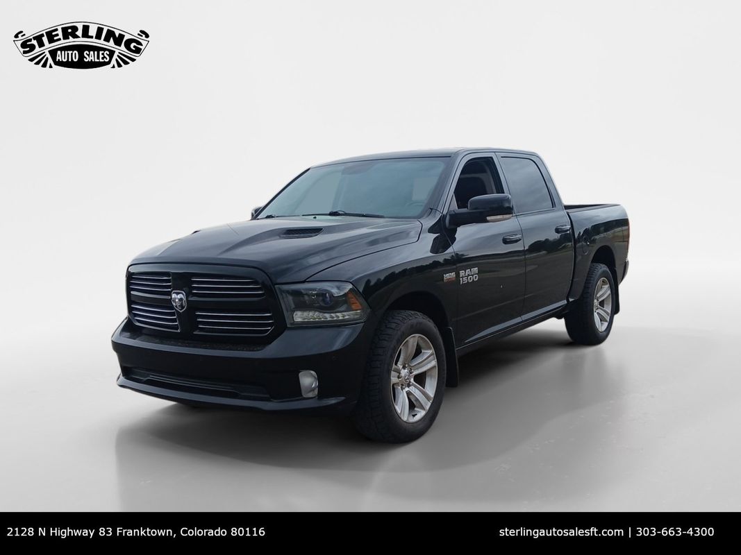 Black 2015 RAM 1500 Sport Crew Cab 4WD Pickup Truck Four-Wheel Drive 8-Speed Automatic