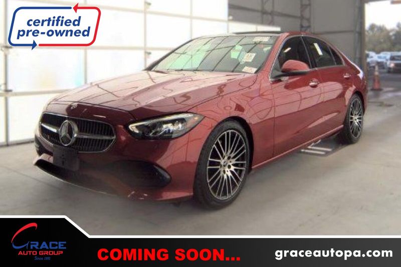 Red 2022 Mercedes-Benz C-Class Sedan All-Wheel Drive 9-Speed Automatic