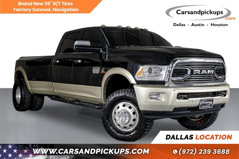 Black 2018 RAM 3500 Laramie Longhorn Crew Cab LB DRW 4WD Pickup Truck Four-Wheel Drive 6-Speed Automatic