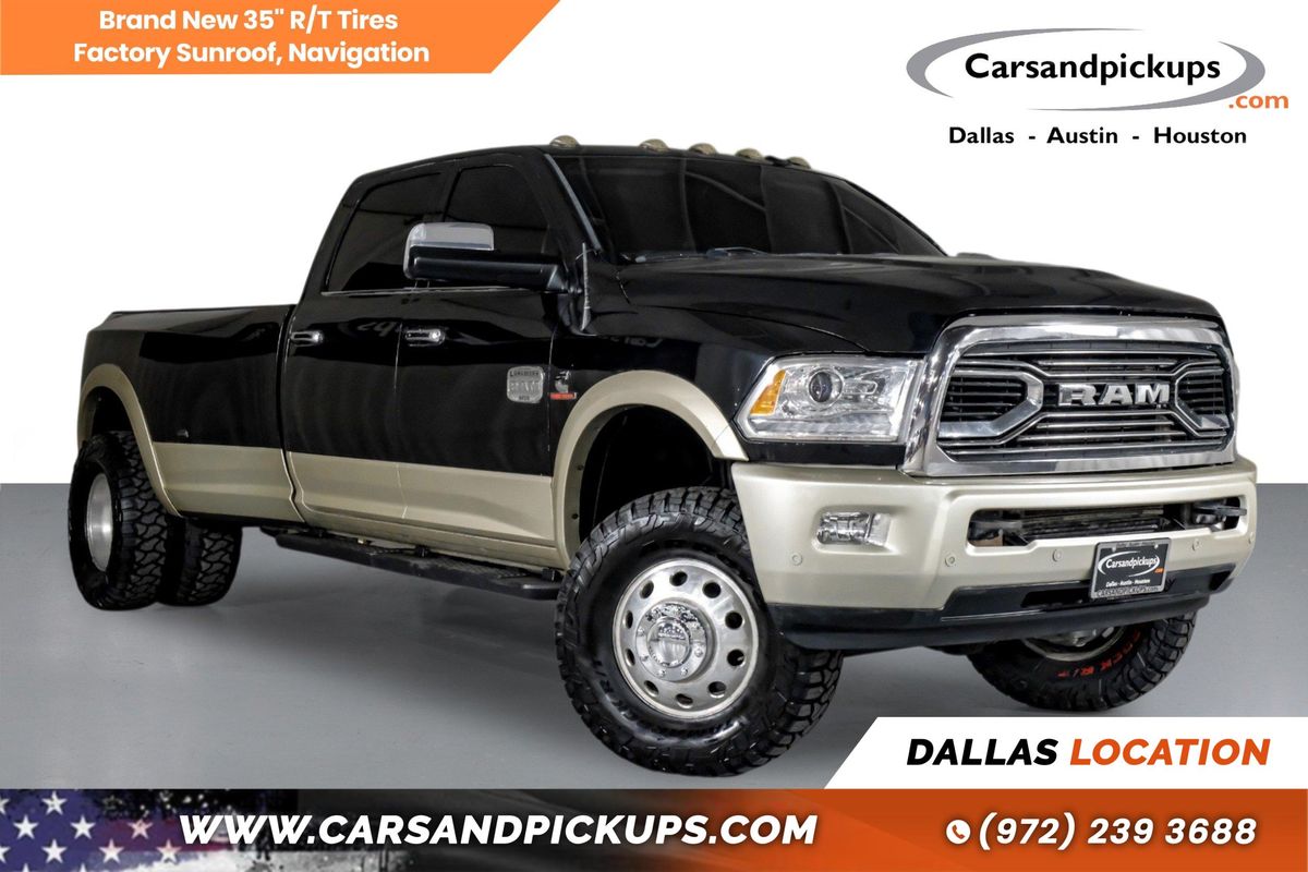 Black 2018 RAM 3500 Laramie Longhorn Crew Cab LB DRW 4WD Pickup Truck Four-Wheel Drive 6-Speed Automatic