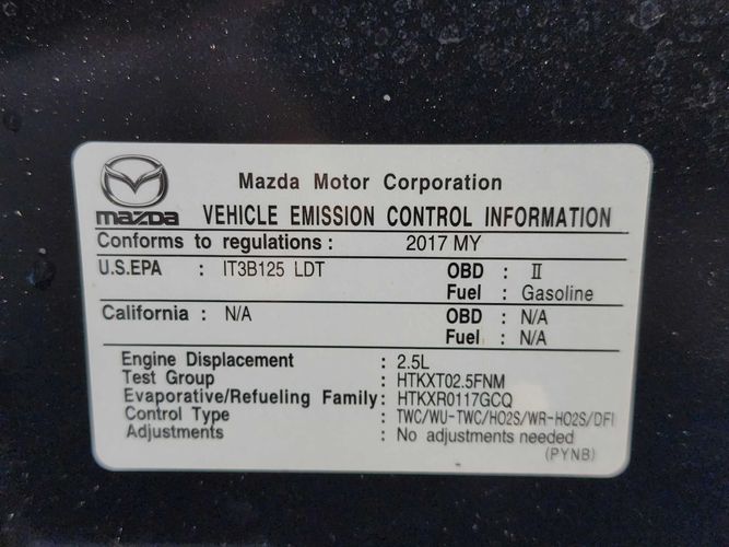 Locating vehicle Test Group or Engine Family Number