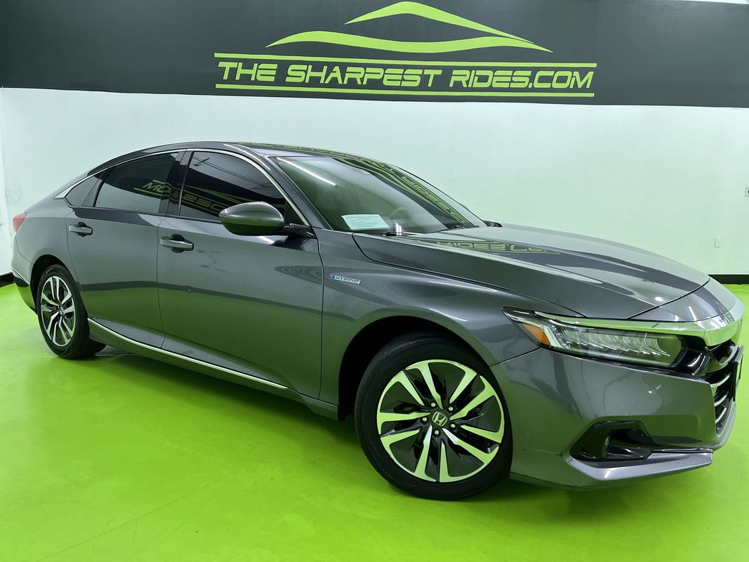 Black 2021 Honda Accord Hybrid Sedan Front-Wheel Drive Continuously Variable Transmission