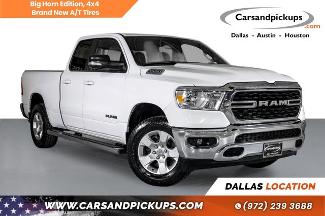 White 2022 RAM 1500 Big Horn Quad Cab 4WD Pickup Truck Four-Wheel Drive 8-Speed Automatic