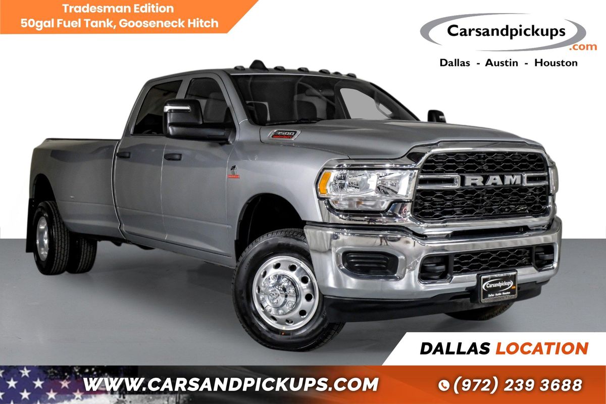 Silver 2024 RAM 3500 Tradesman Crew Cab LB DRW 4WD Pickup Truck Four-Wheel Drive 6-Speed Automatic