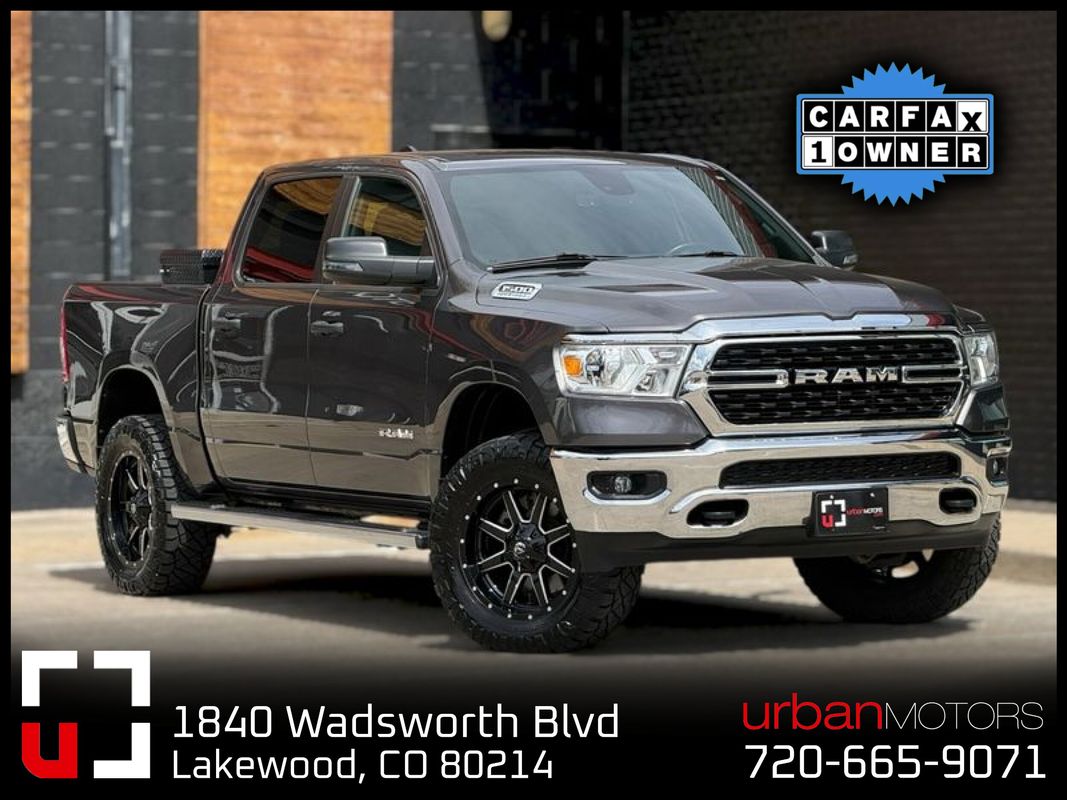 Gray 2023 RAM 1500 Big Horn Crew Cab 4WD Pickup Truck Four-Wheel Drive 8-Speed Automatic